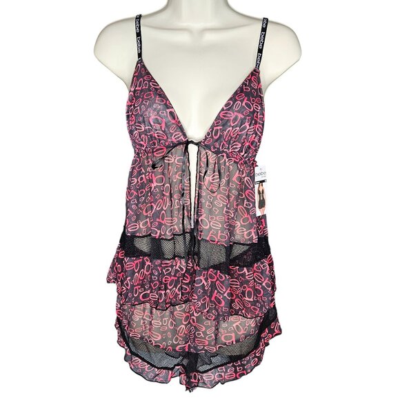 bebe Other - bebe Mesh Cami and Short Lingerie Sleepwear 2 Piece Set, Logo Print, X-Large